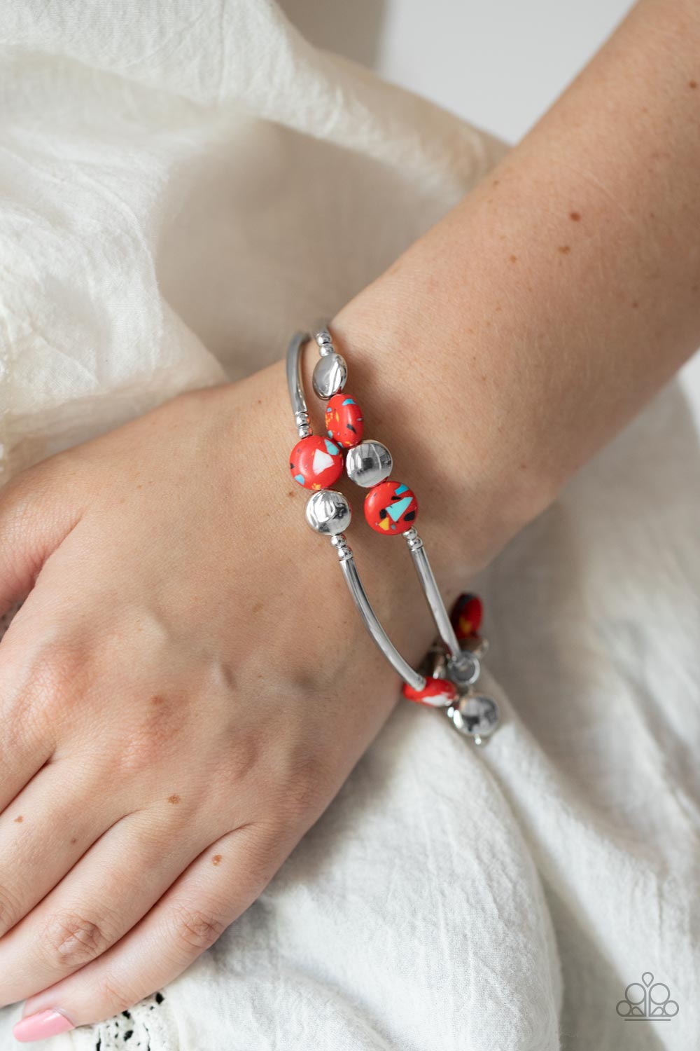 Terrazzo Territory - Red Stretchy Bracelet Paparazzi B0298