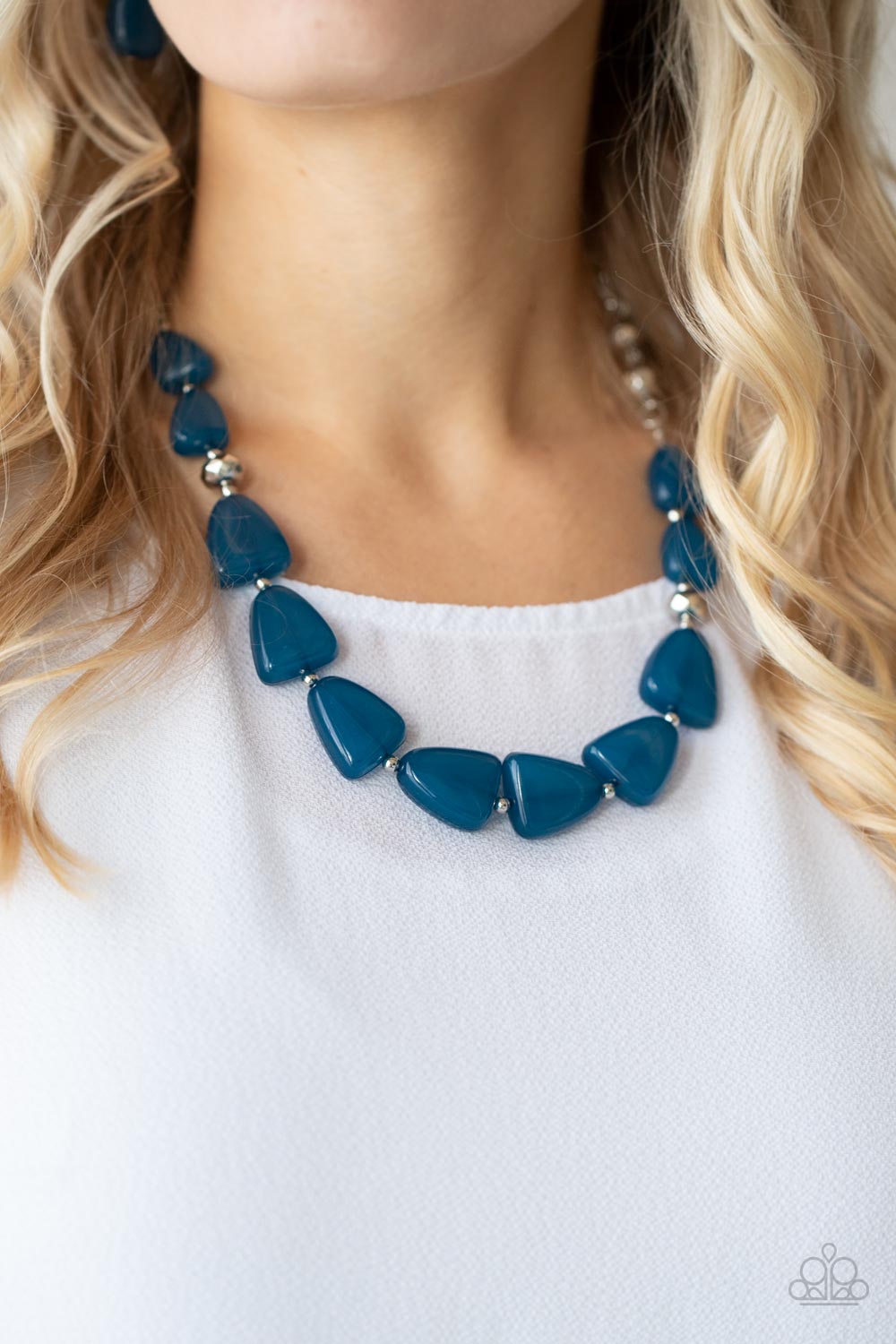 Tenaciously Tangy Blue Mykonos Bead Necklace Paparazzi N0935