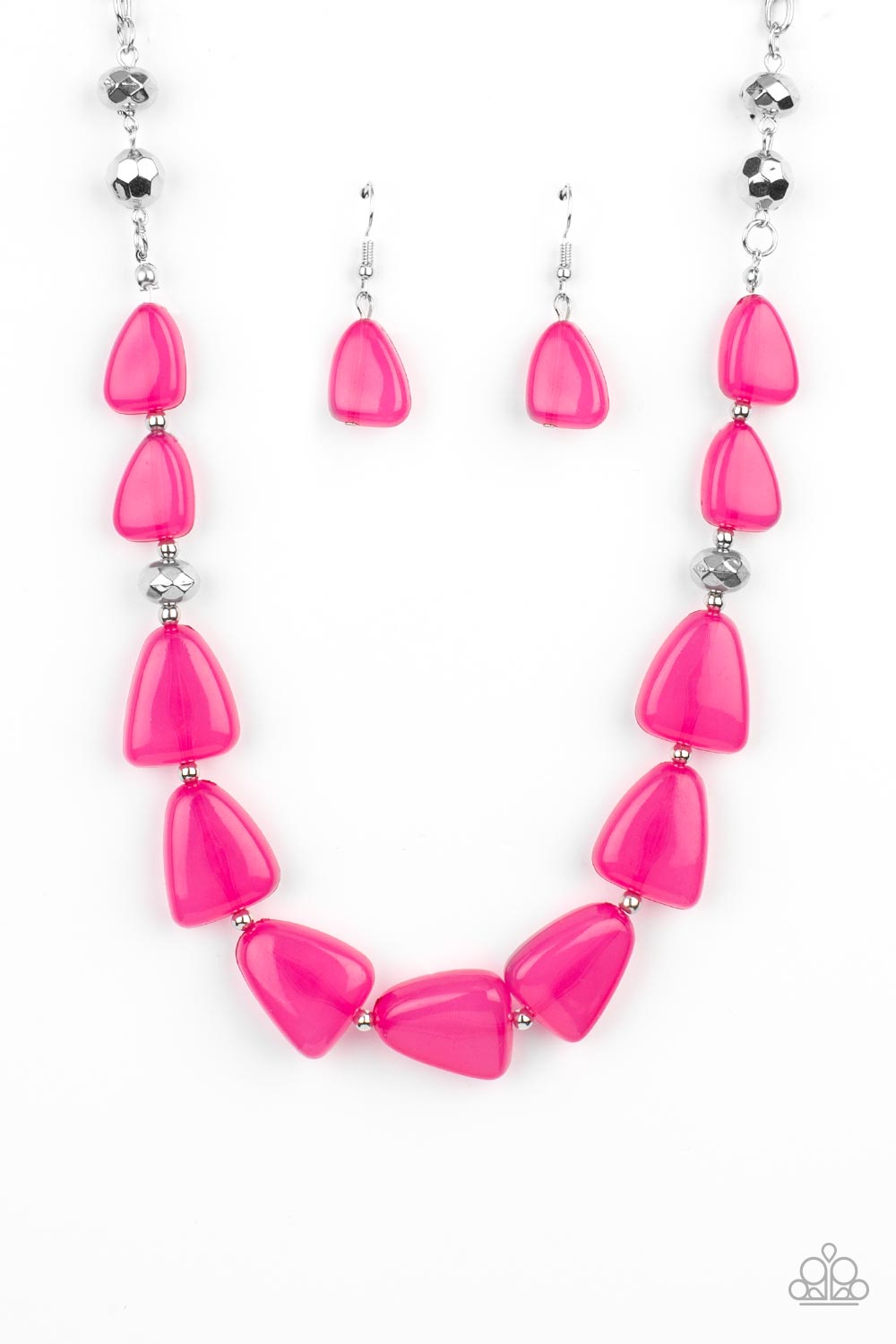 Tenaciously Tangy - Pink Fuchsia Fedora Bead Necklace Paparazzi N0778