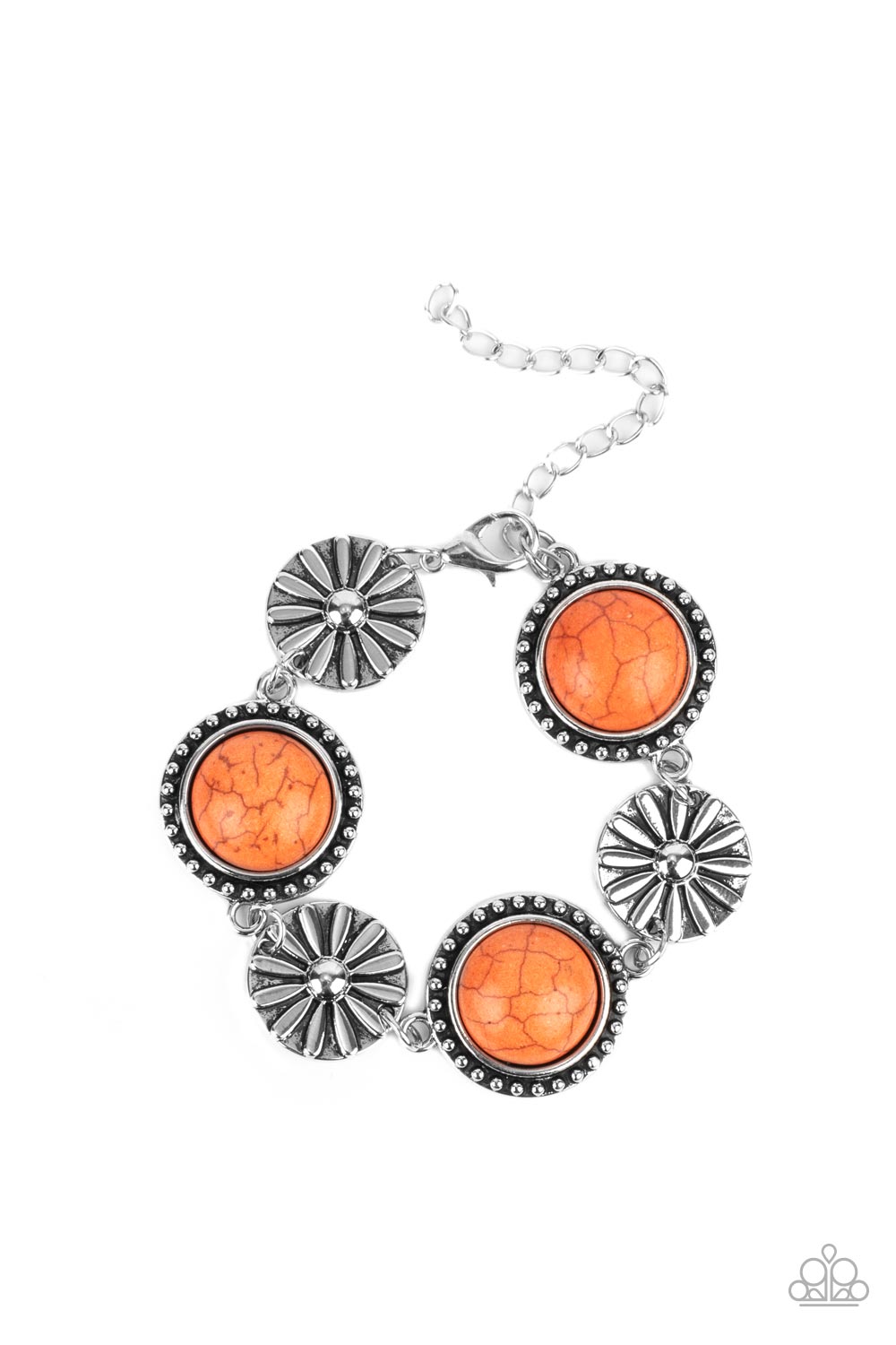 Fredonia Flower Patch - Orange Cracked Stone Bracelet Paparazzi B0563