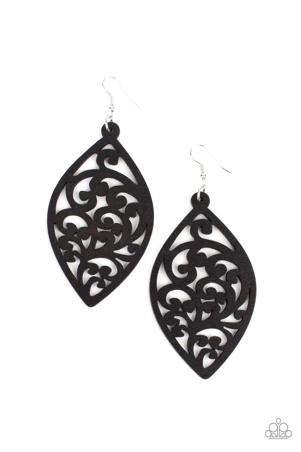 Coral Garden - Black Wooden Earring Paparazzi E0616