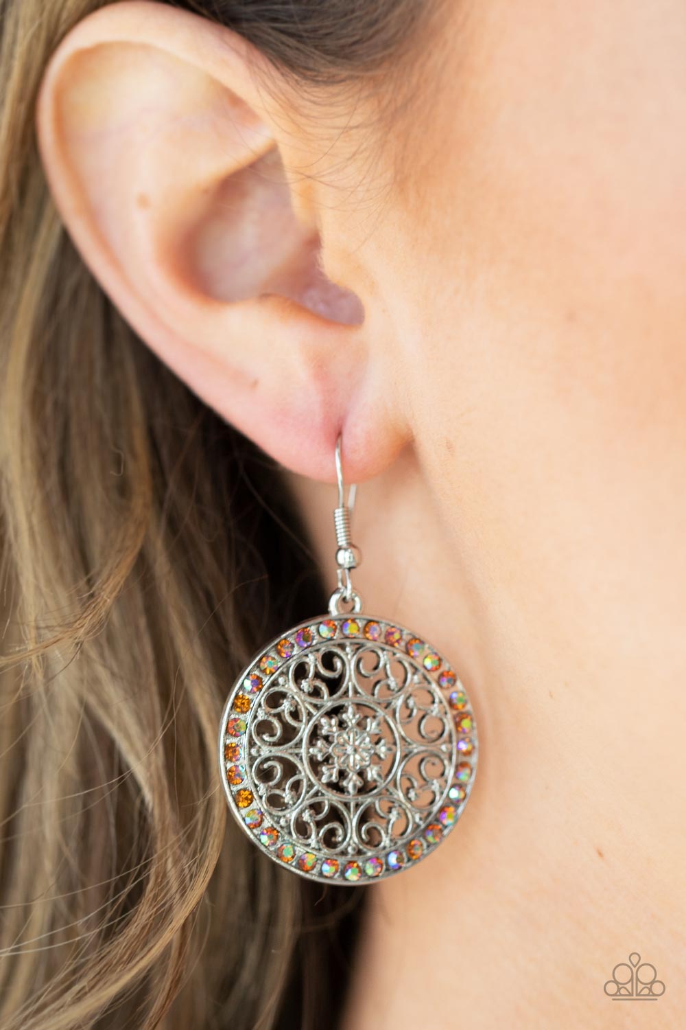 Bollywood Ballroom - Orange Iridescent Earring Paparazzi E0368