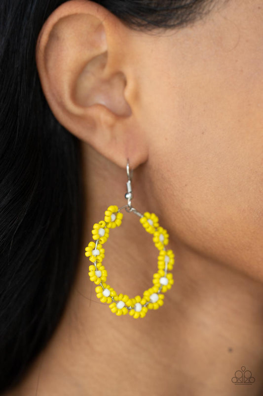 Festively Flower Child - Yellow Earring Paparazzi E0309