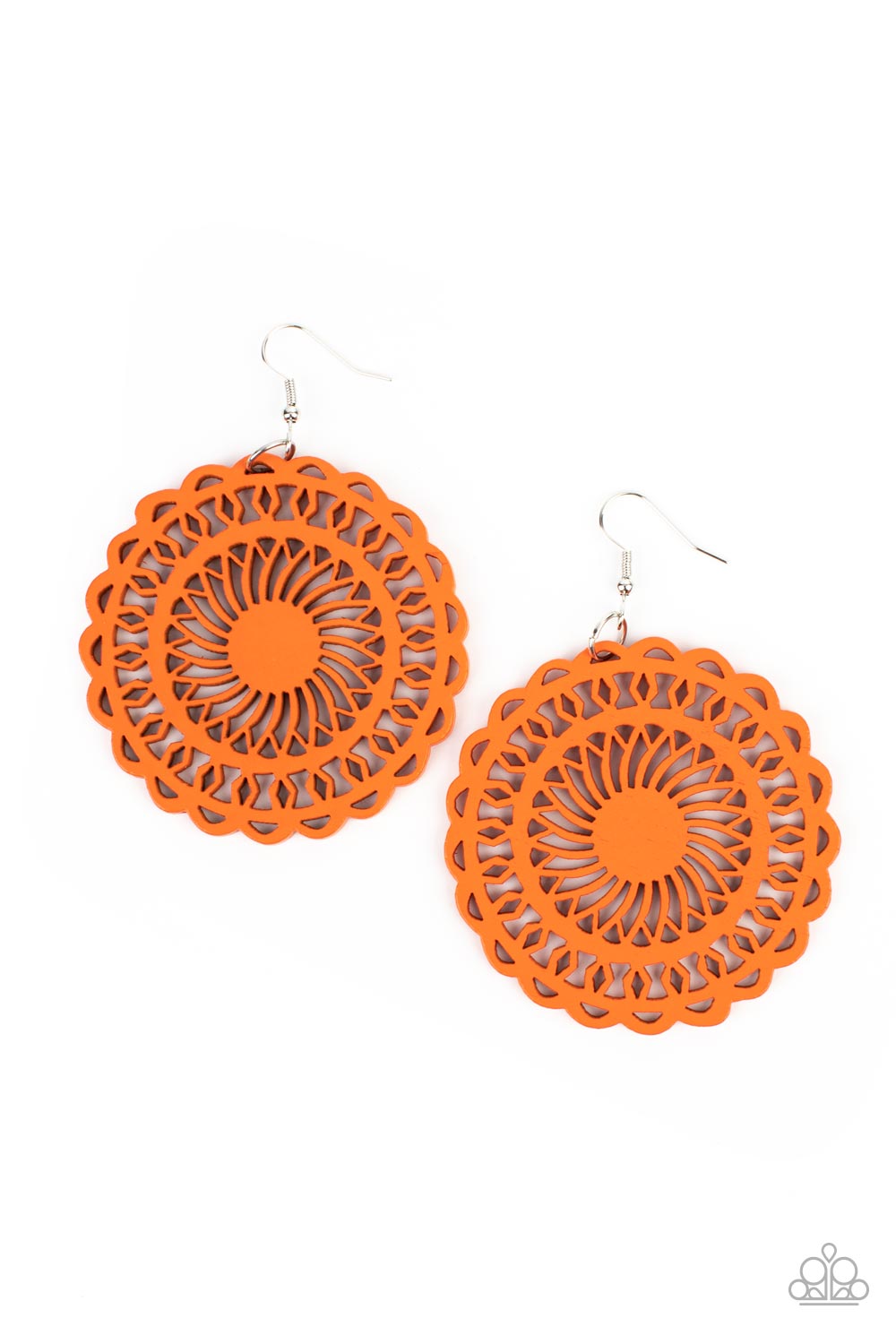 Island Sun - Orange Wood Earring Paparazzi E0633