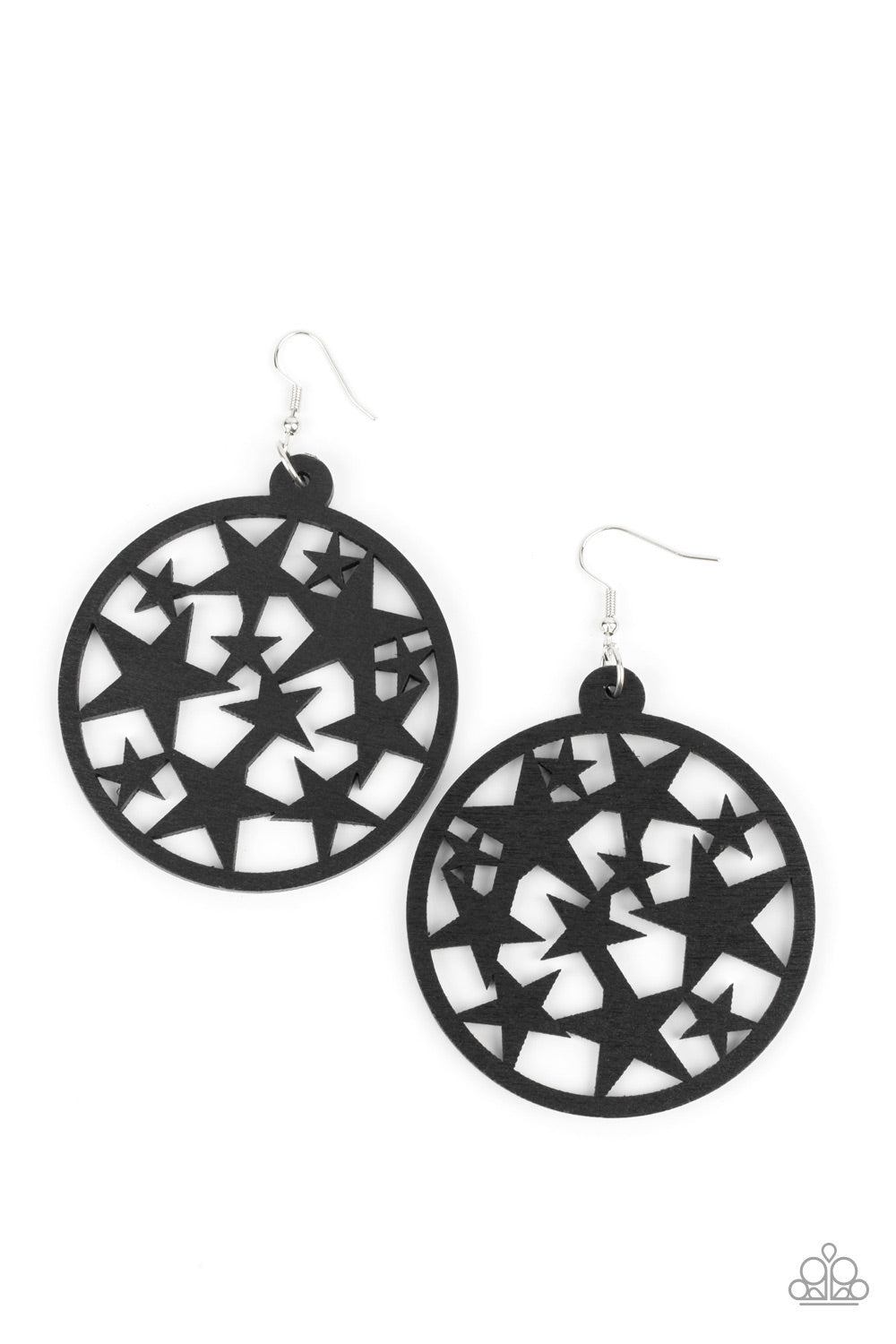 Cosmic Paradise - Black Wooden Star Earring Paparazzi E0738