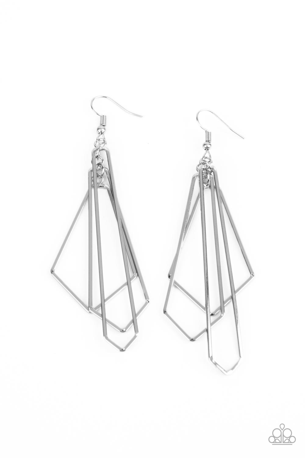 Shape Shifting Shimmer - Silver Geometric Metalic Tassel Earring Paparazzi E0794