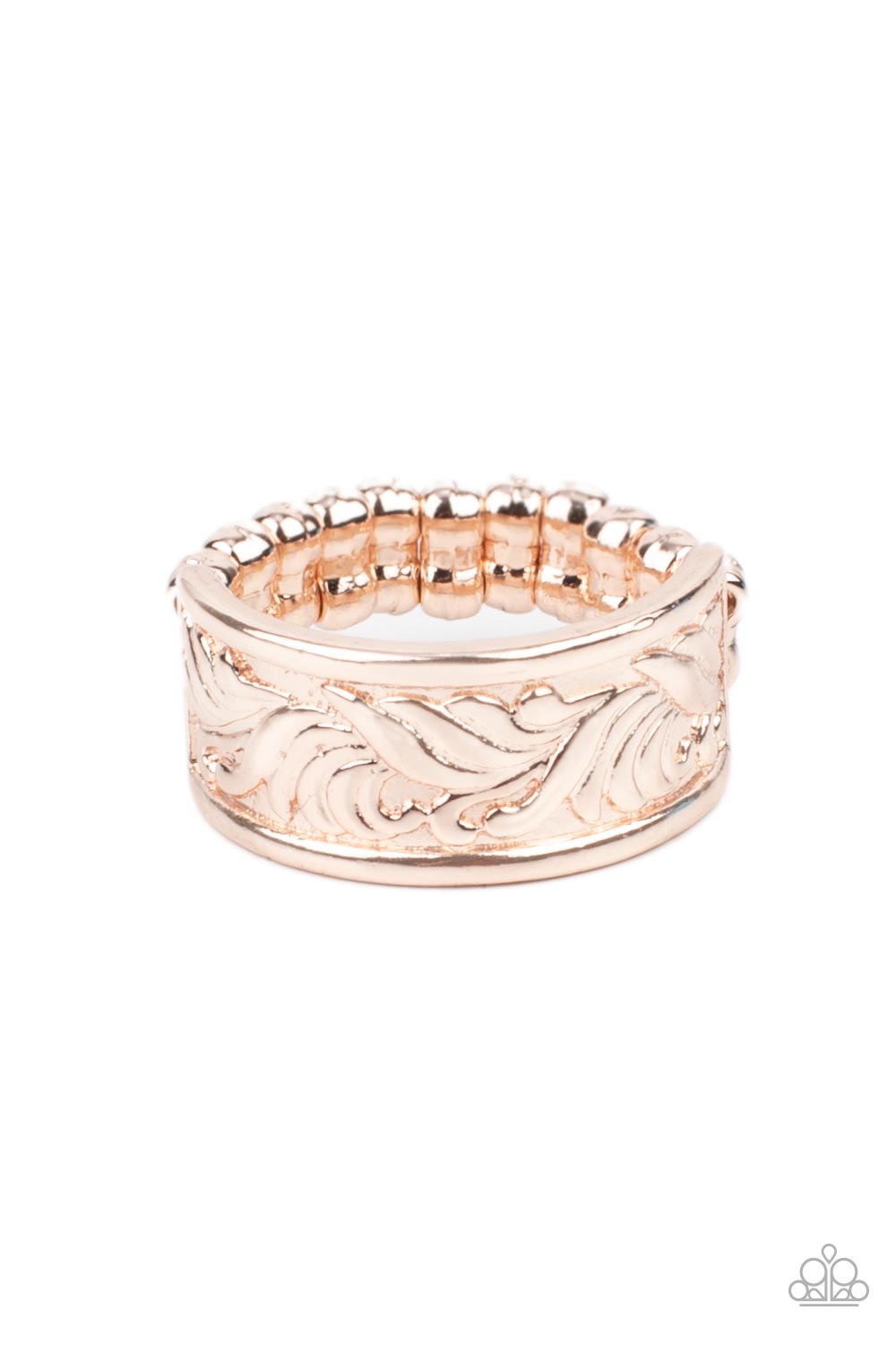 Billowy Bands - Rose Gold Pattern Ring Paparazzi R0164