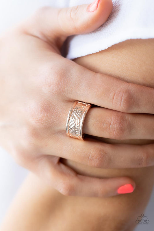 Billowy Bands - Rose Gold Pattern Ring Paparazzi R0164