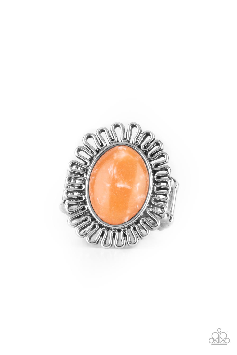 Anasazi Arbor - Orange Stone Floral Ring Paparazzi R0283