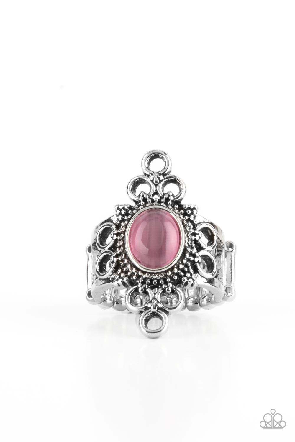 Mystical Mystique - Pink Cat's Eye Stone Silver Ring Paparazzi R0423