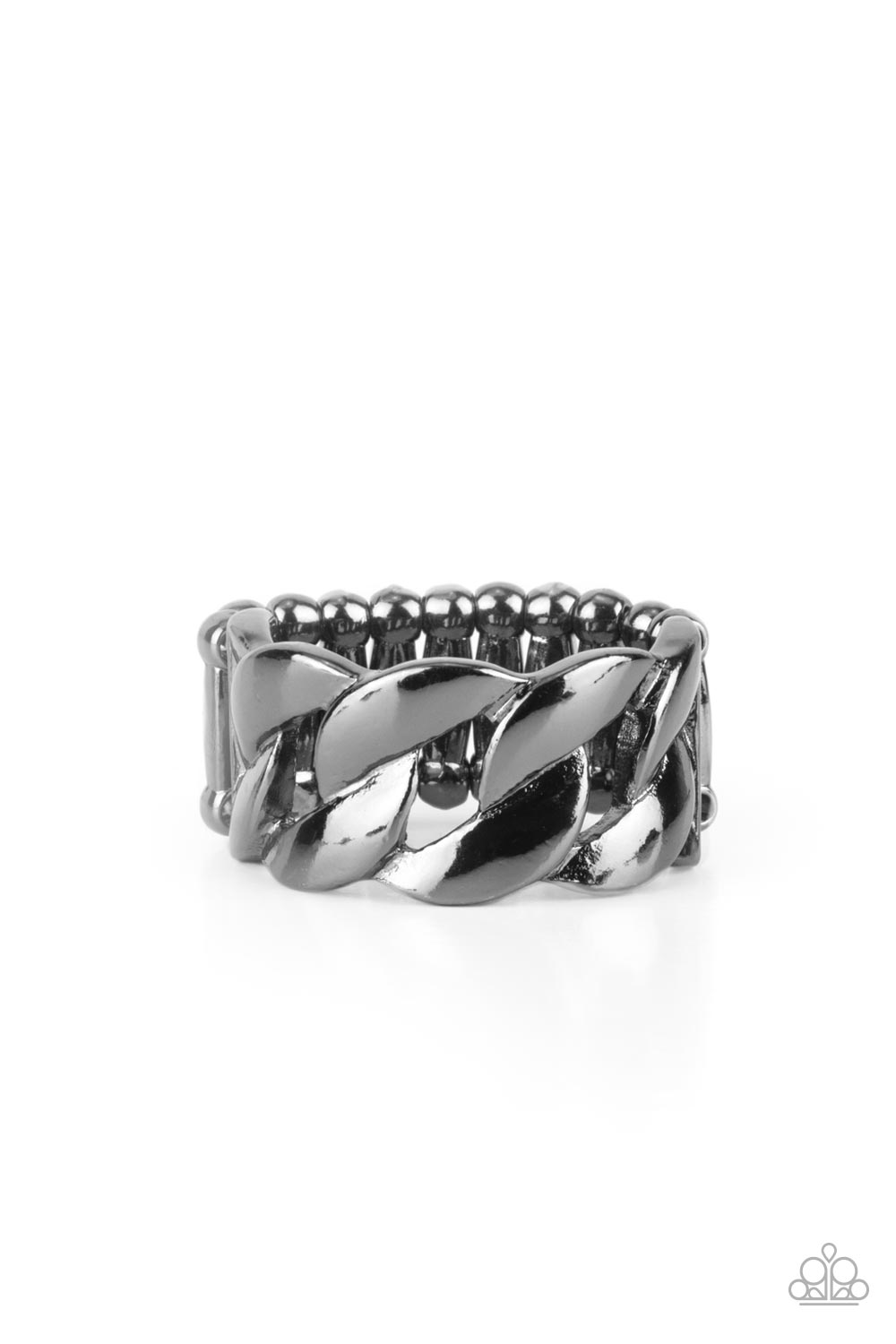 Industrial Insider - Black Shiny Gunmetal Link Ring Paparazzi R0522