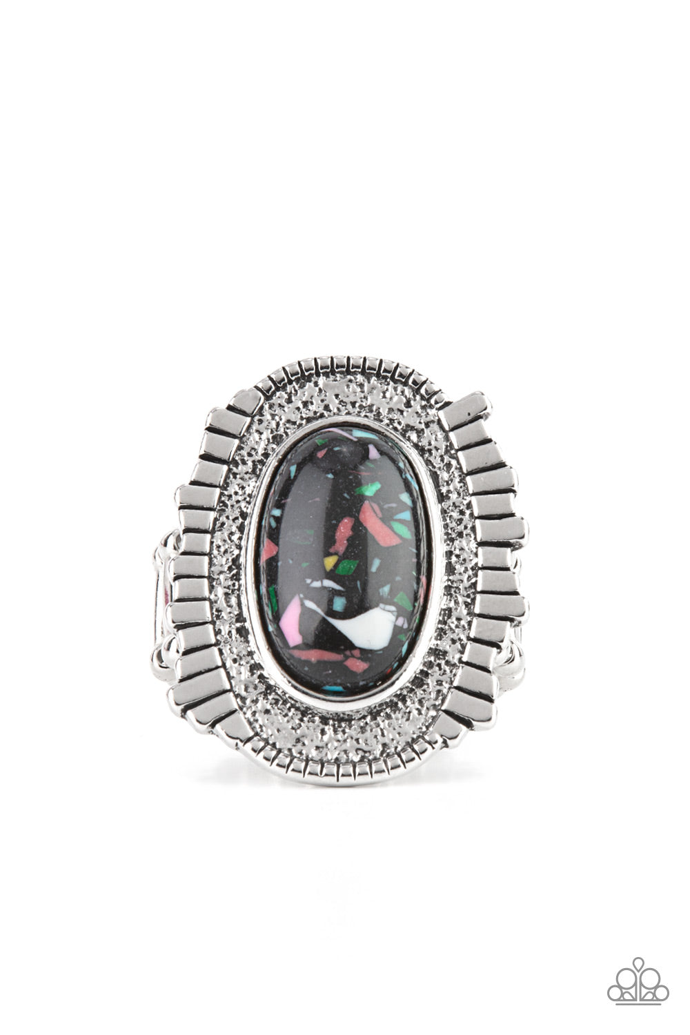 Terrazzo Trendsetter - Black Terrazzo Stone Ring Paparazzi R0356