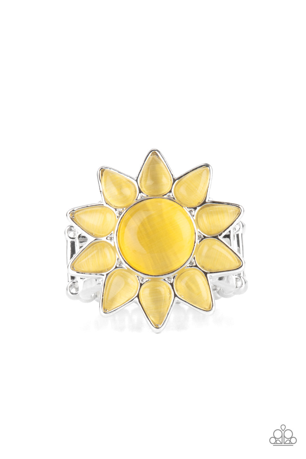 Blossoming Sunbeams - Yellow Cat's Eye Stone Sunny Blossom Ring Paparazzi R0439