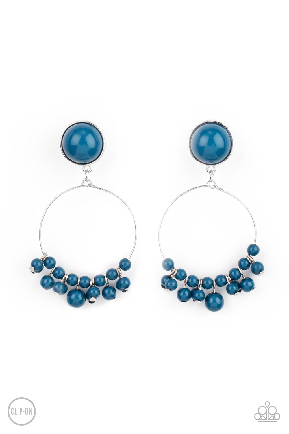 Cabaret Charm - Blue Clip On Earrings Paparazzi E0396