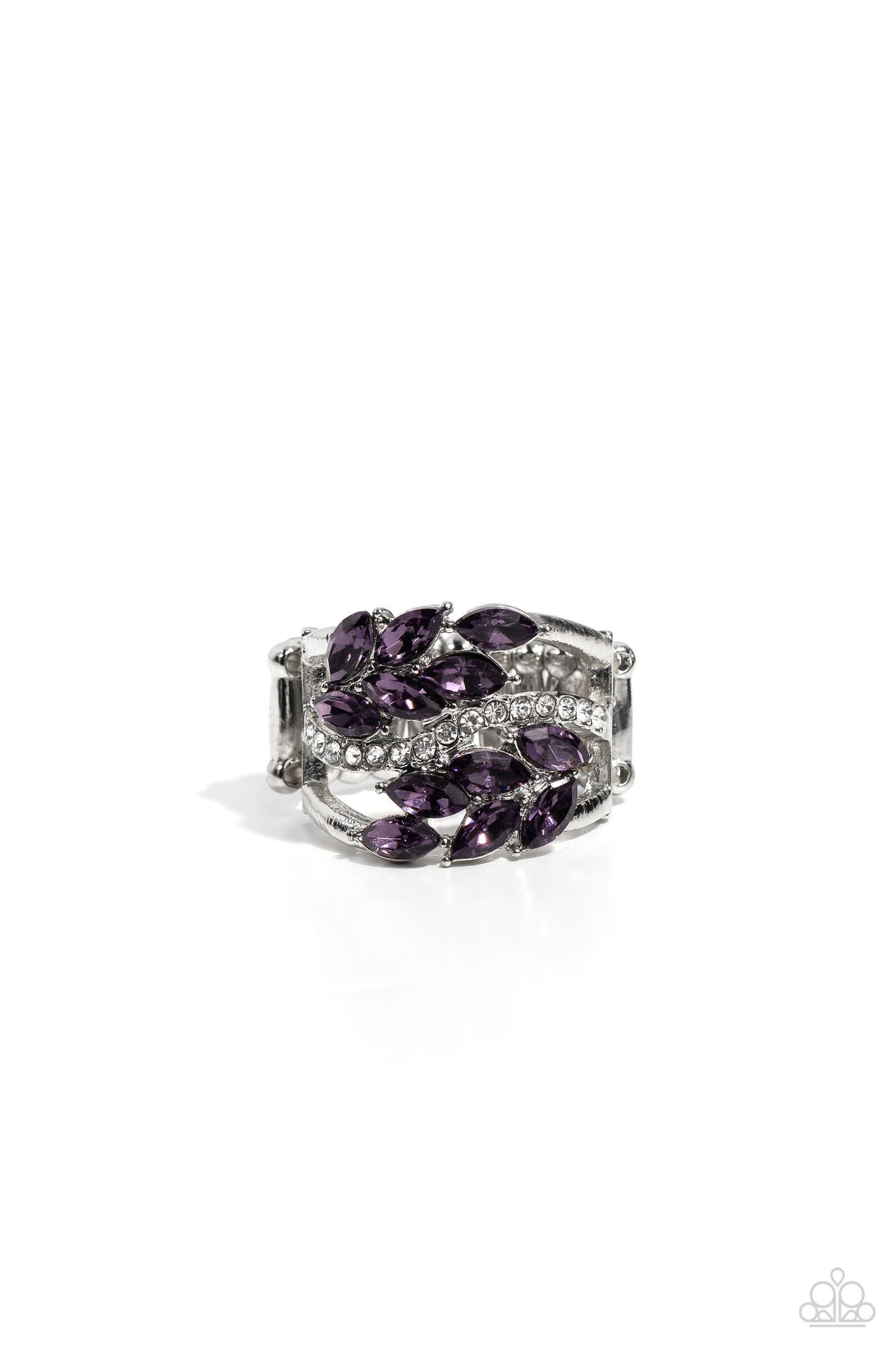 Luminously Leafy - Purple Amethyst Rhinestone Ring Paparazzi R0634