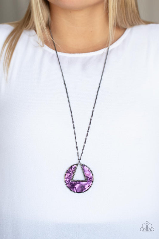 Chromatic Couture - Purple Hematite Gunmetal Ring Necklace Paparazzi N0481