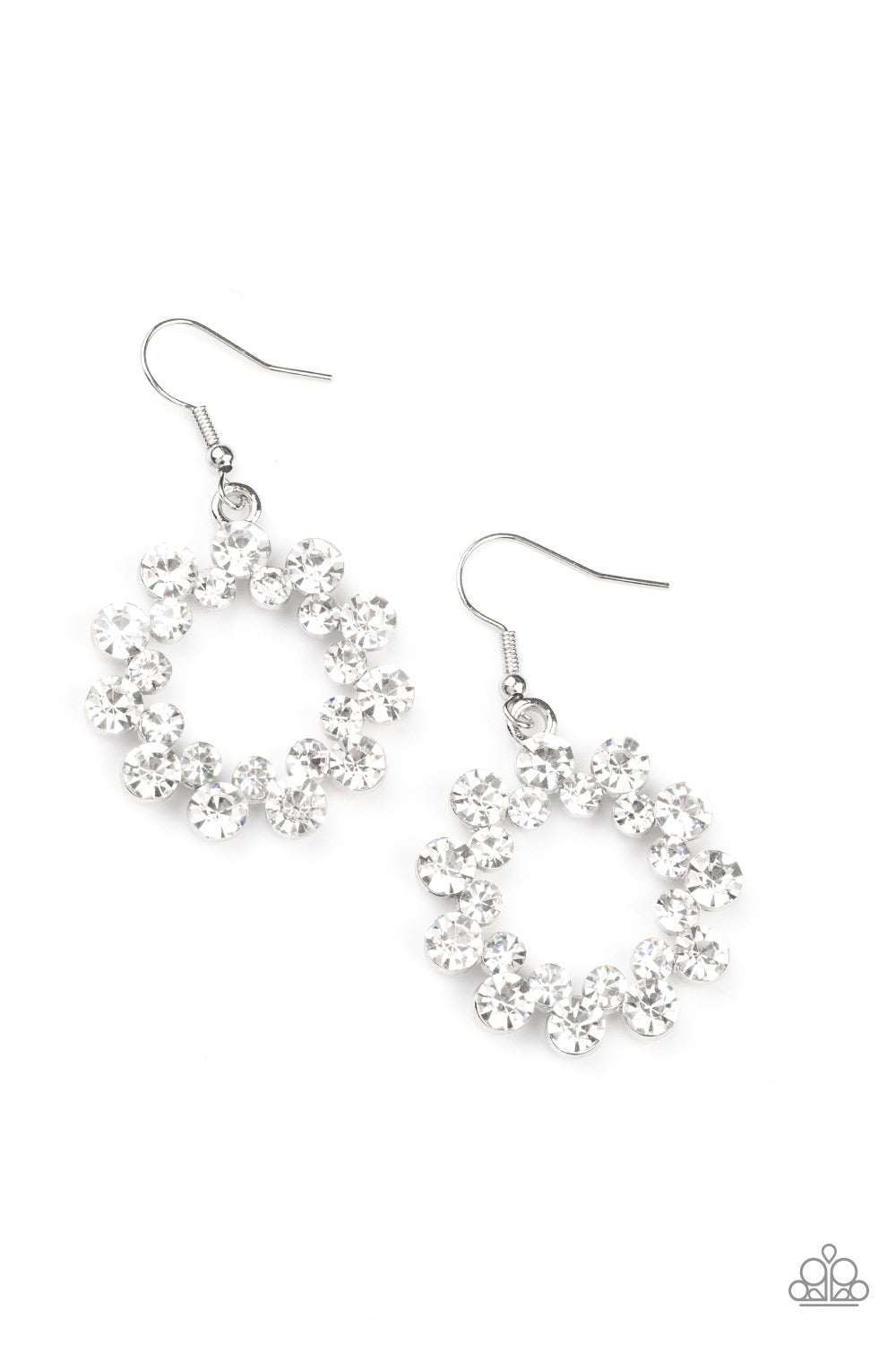 Champagne Bubbles - White Rhinestone Earring Paparazzi E0702