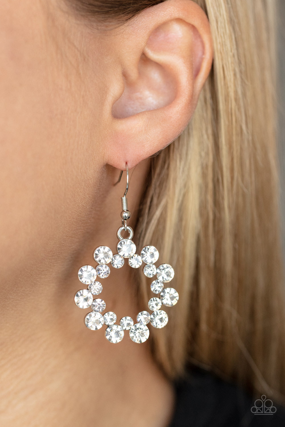 Champagne Bubbles - White Rhinestone Earring Paparazzi E0702