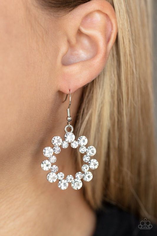 Champagne Bubbles - White Rhinestone Earring Paparazzi E0702