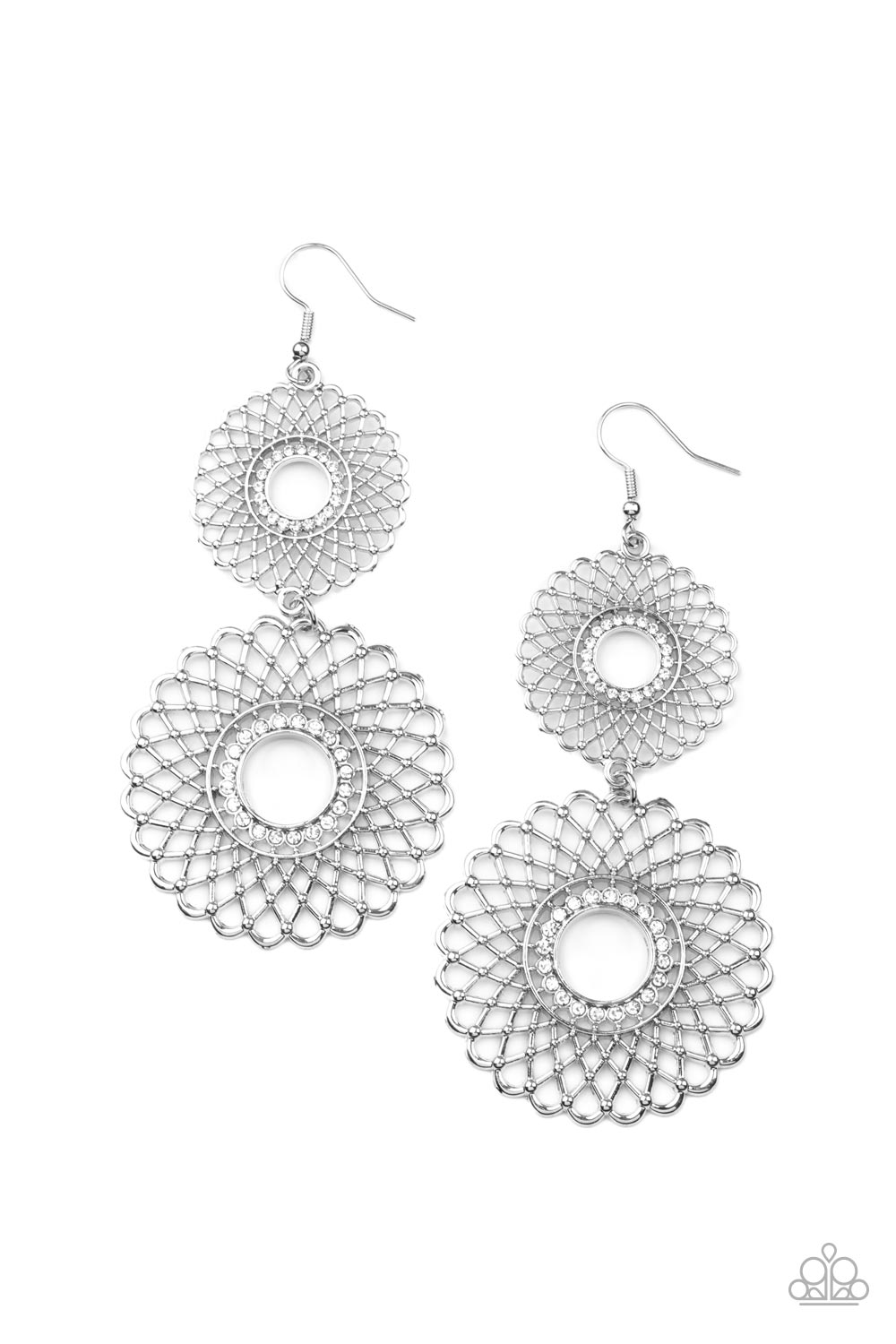 Regal Roulette - White Earring Paparazzi E0150