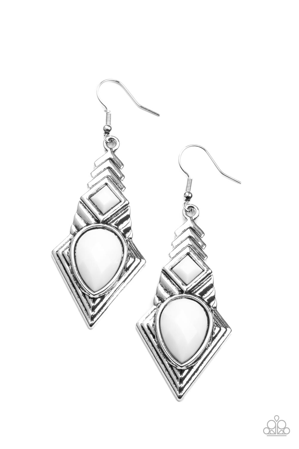 Stylishly Sonoran - White Earring Paparazzi E0197