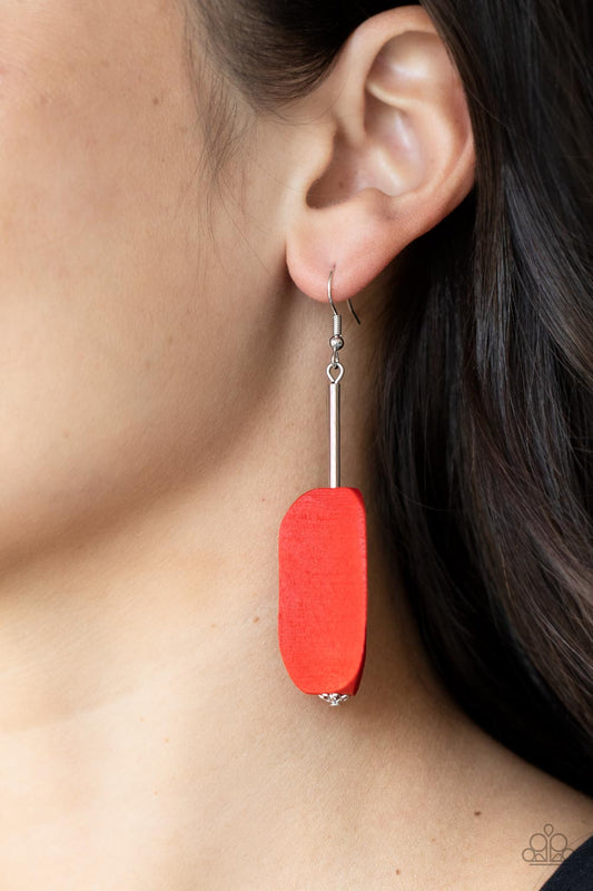 Tamarack Trail - Red Wood Earring Paparazzi E0715