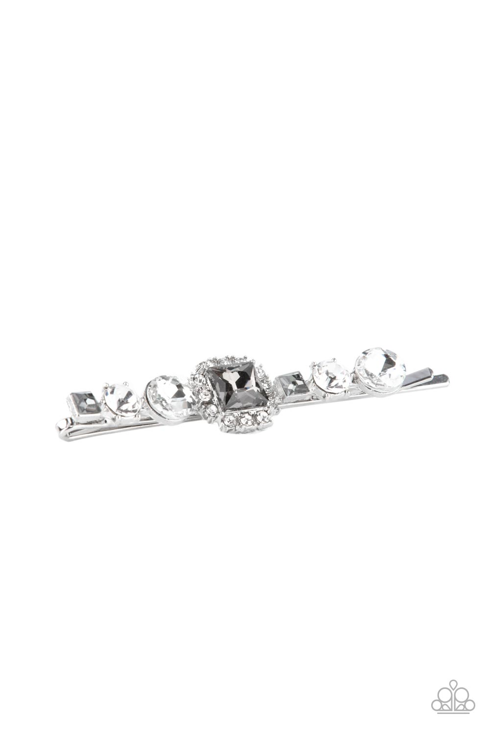 Couture Crasher - Silver White And Smoky Rhinestone Bobby Pin Style Hair Clip H0005