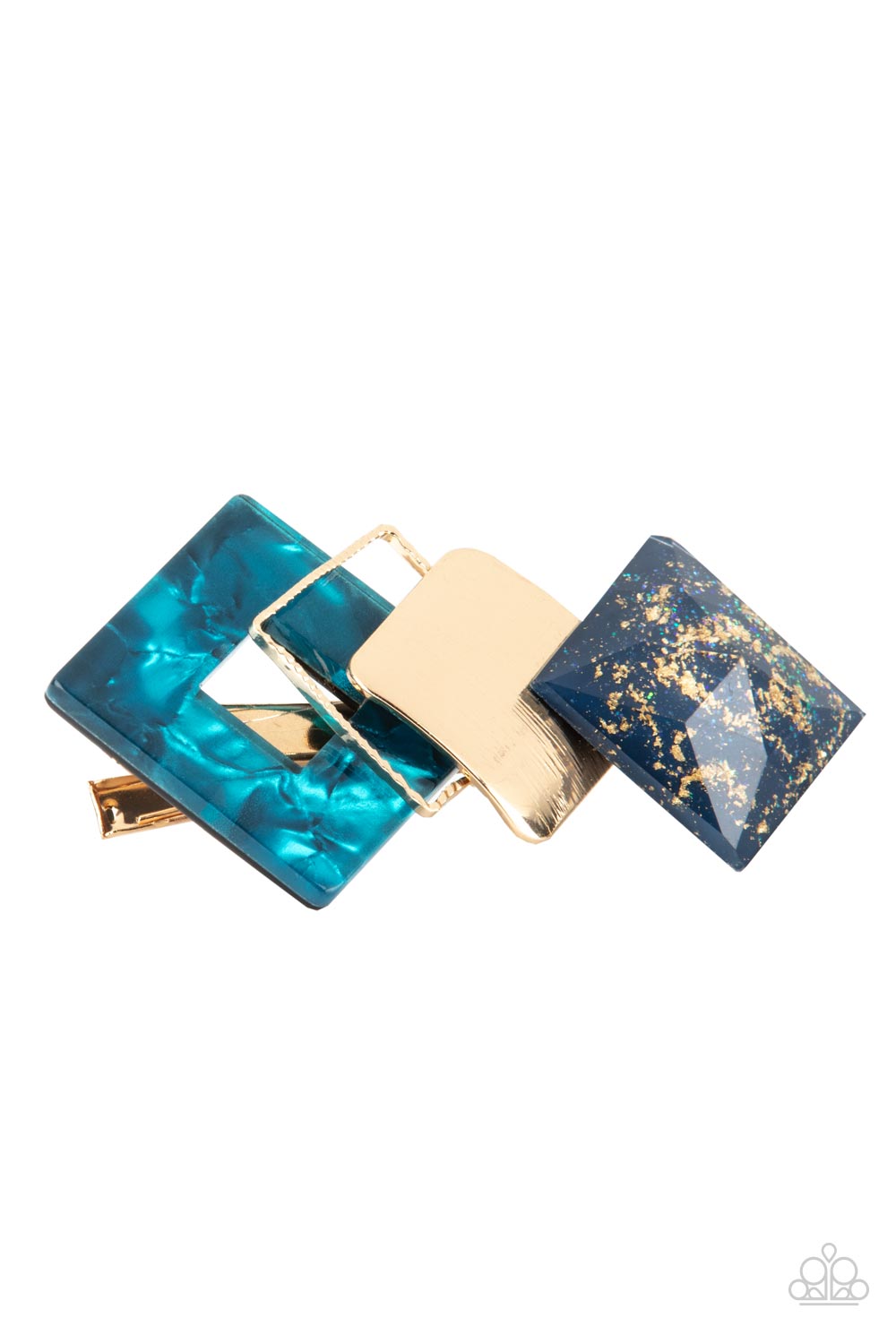 Geometrically Gatsby - Blue Shell Like And Golden Frame Hair Clip Paparazzi H0067