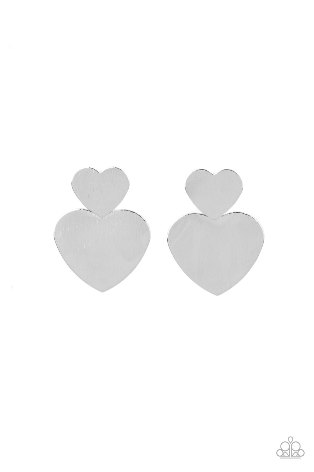 Heart-Racing Refinement - Silver Heart Post Earring Paparazzi E0630