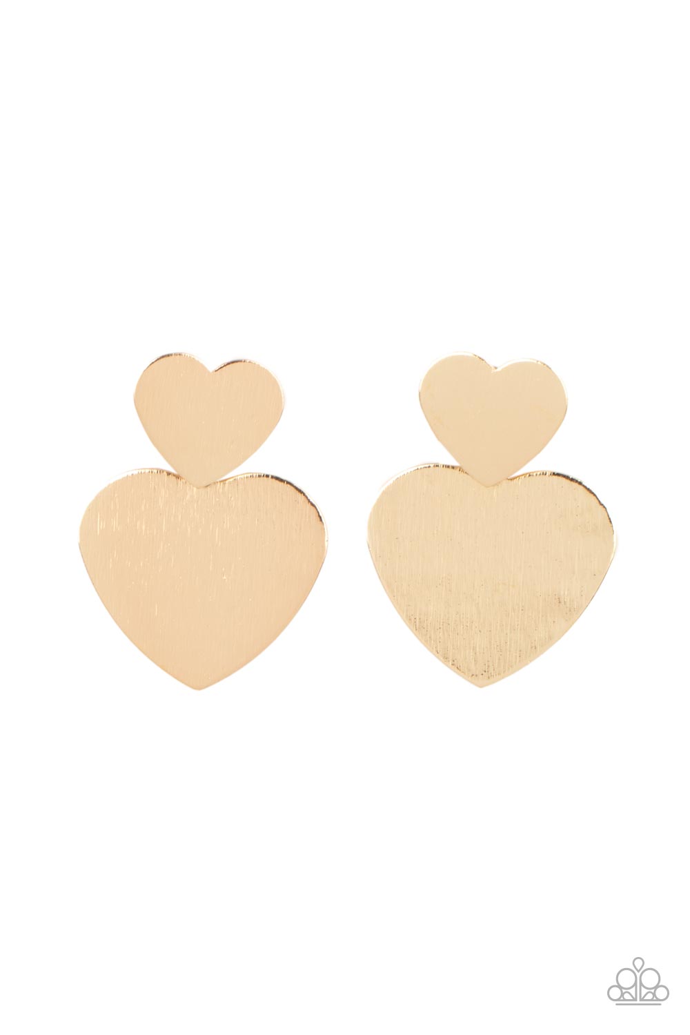 Heart-Racing Refinement - Gold Heart Post Earring Paparazzi E0754