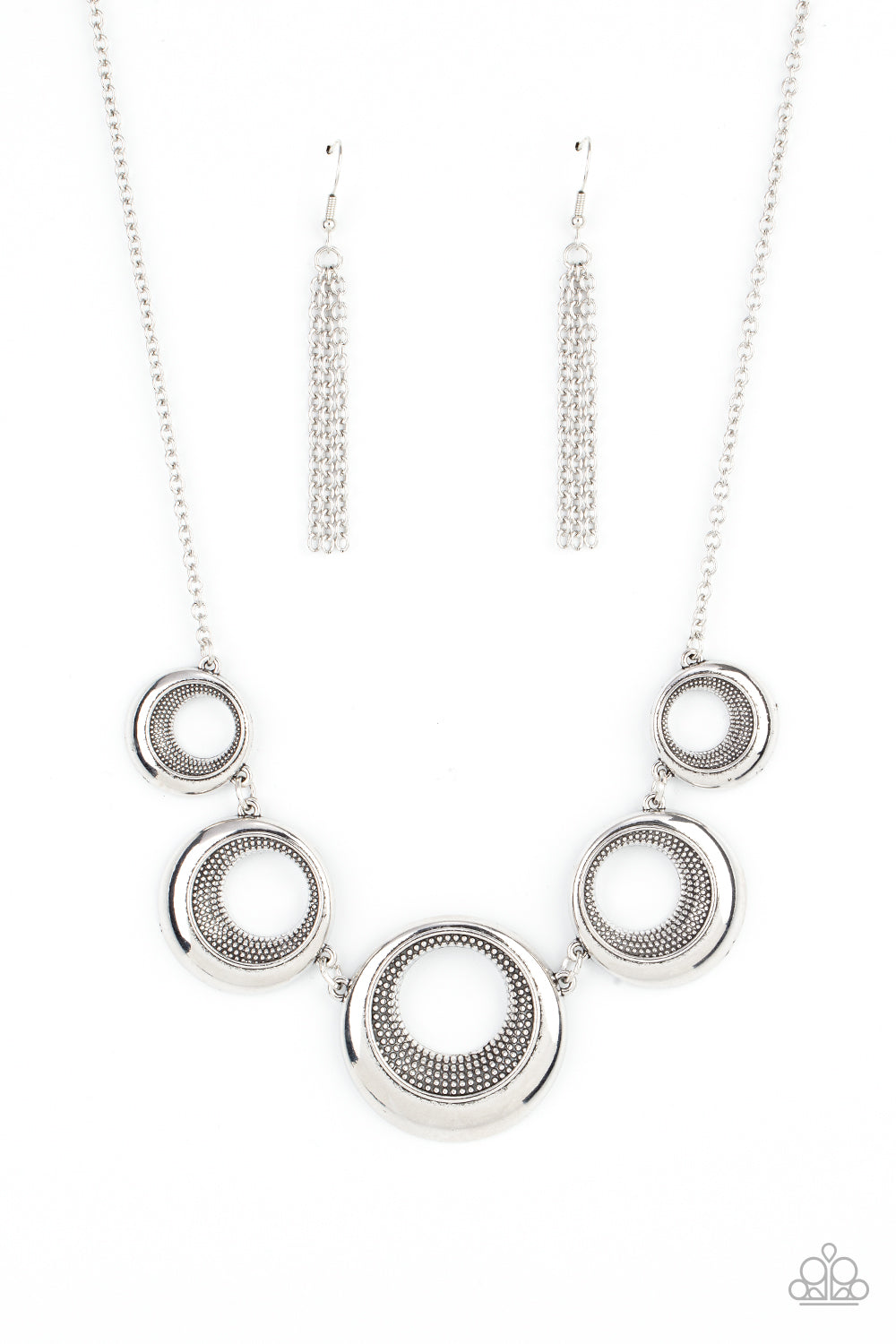 Solar Cycle - Silver Hoop Metallic Look Necklace Paparazzi N1820