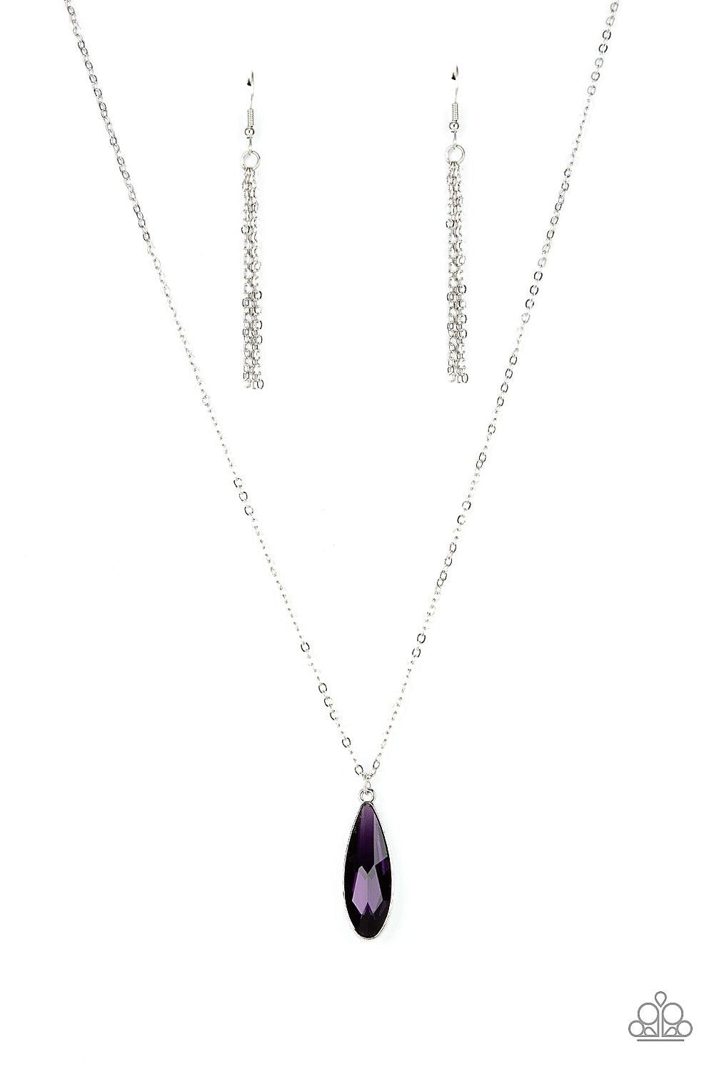 Prismatically Polished - Purple Teardrop Gem Necklace Paparazzi N3032