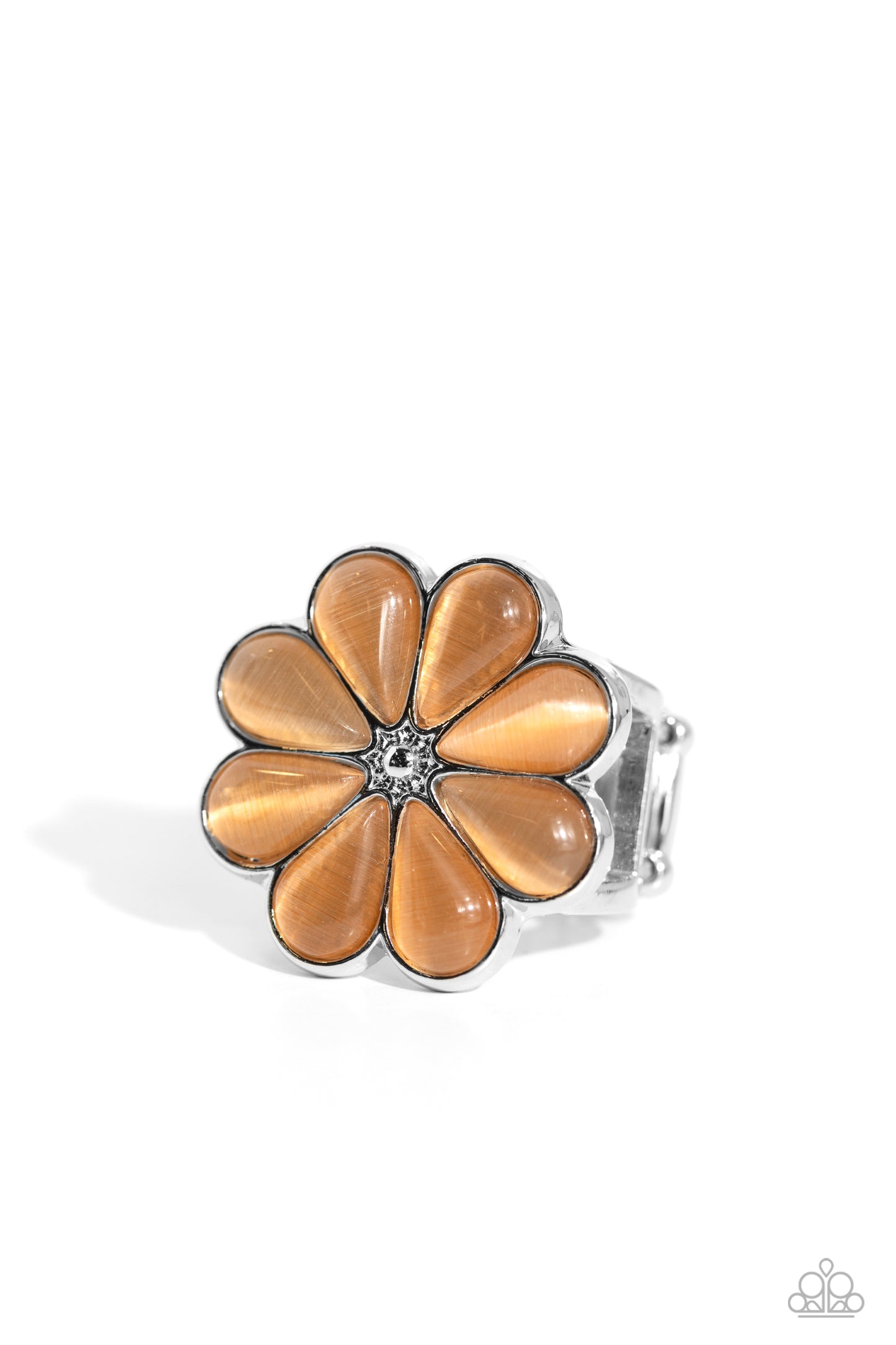 Gemstone Garden - Orange Cat's Eye Petal Flower Ring Paparazzi R0659