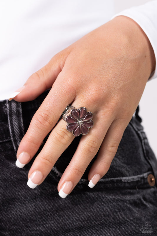 Gemstone Garden - Purple Cat's Eye Stone Petal Ring Paparazzi R0505