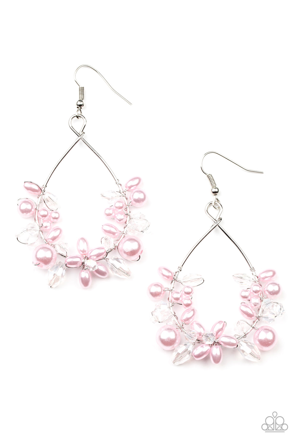 Marina Banquet - Pink Pearl White Crystal Bead Earring Paparazzi E0576