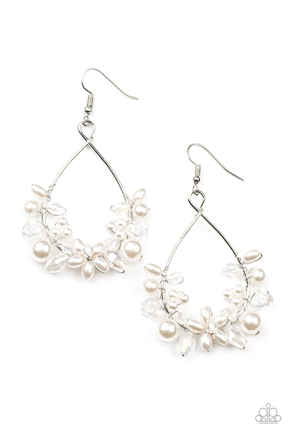 Marina Banquet - White Pearl White Crystal Bead Earring Paparazzi E0404