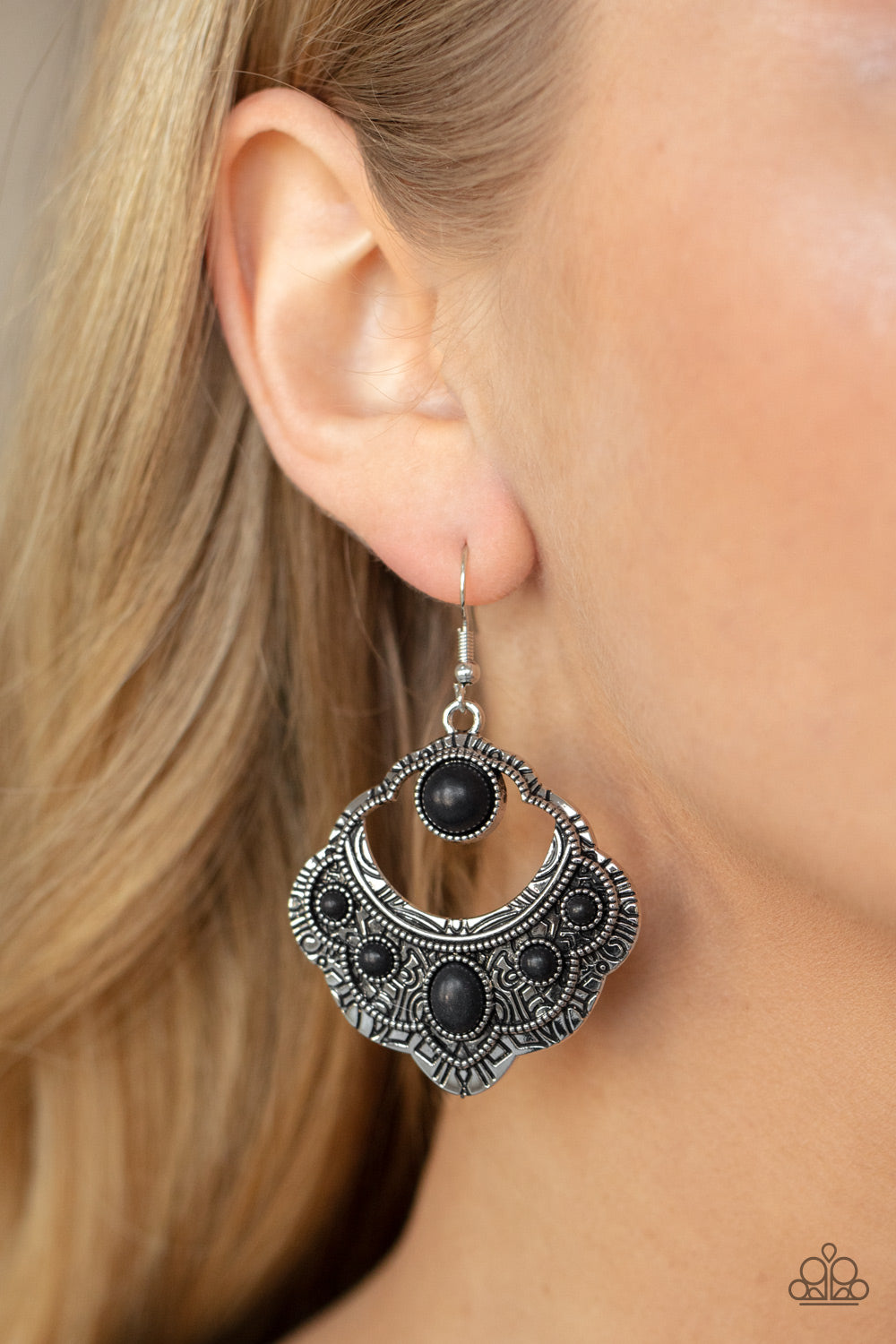 Saguaro Sunset - Black Stone Santa Fe Style Earring Paparazzi E0778