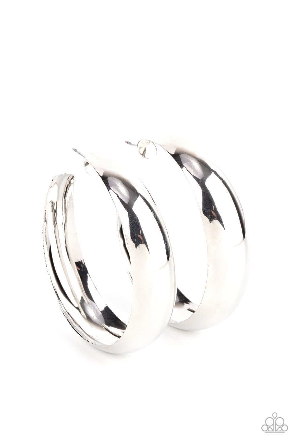 Flat Out Flawless - Silver 2 Inch Hoop Earring Paparazzi E0502