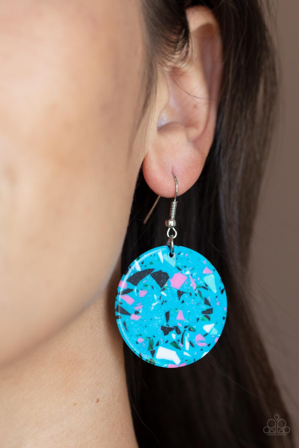 Tenaciously Terrazzo - Blue Terrazzo Earring Paparazzi E0536