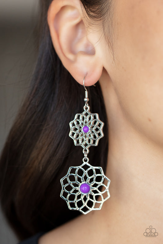 Posh Posy - Purple Madala Flower Earring Paparazzi E1355