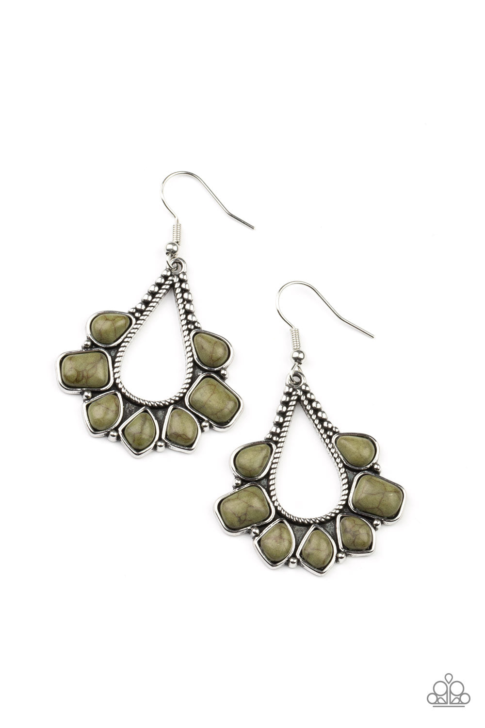 Mesa Trek - Green Earthy Stone Santa Fe Style Earring Paparazzi E1160