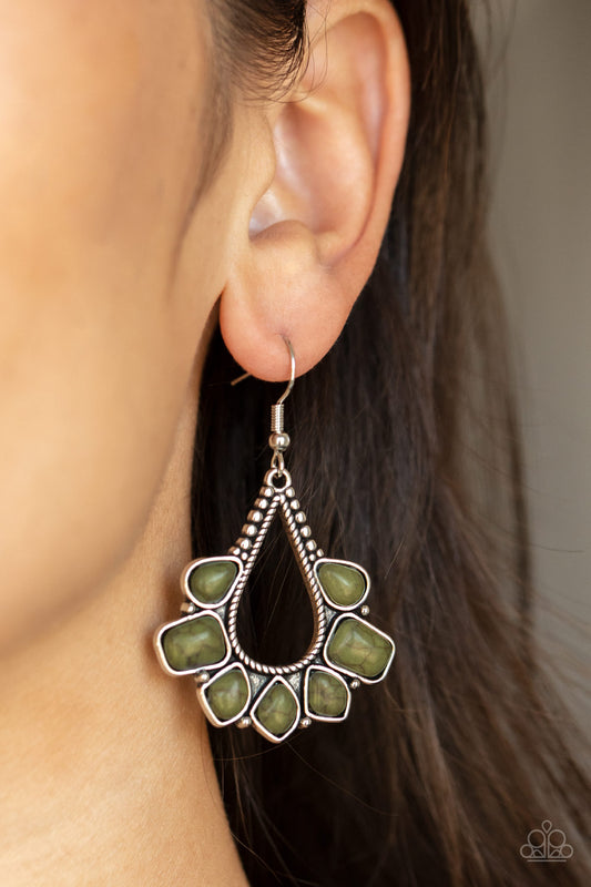 Mesa Trek - Green Earthy Stone Santa Fe Style Earring Paparazzi E1160