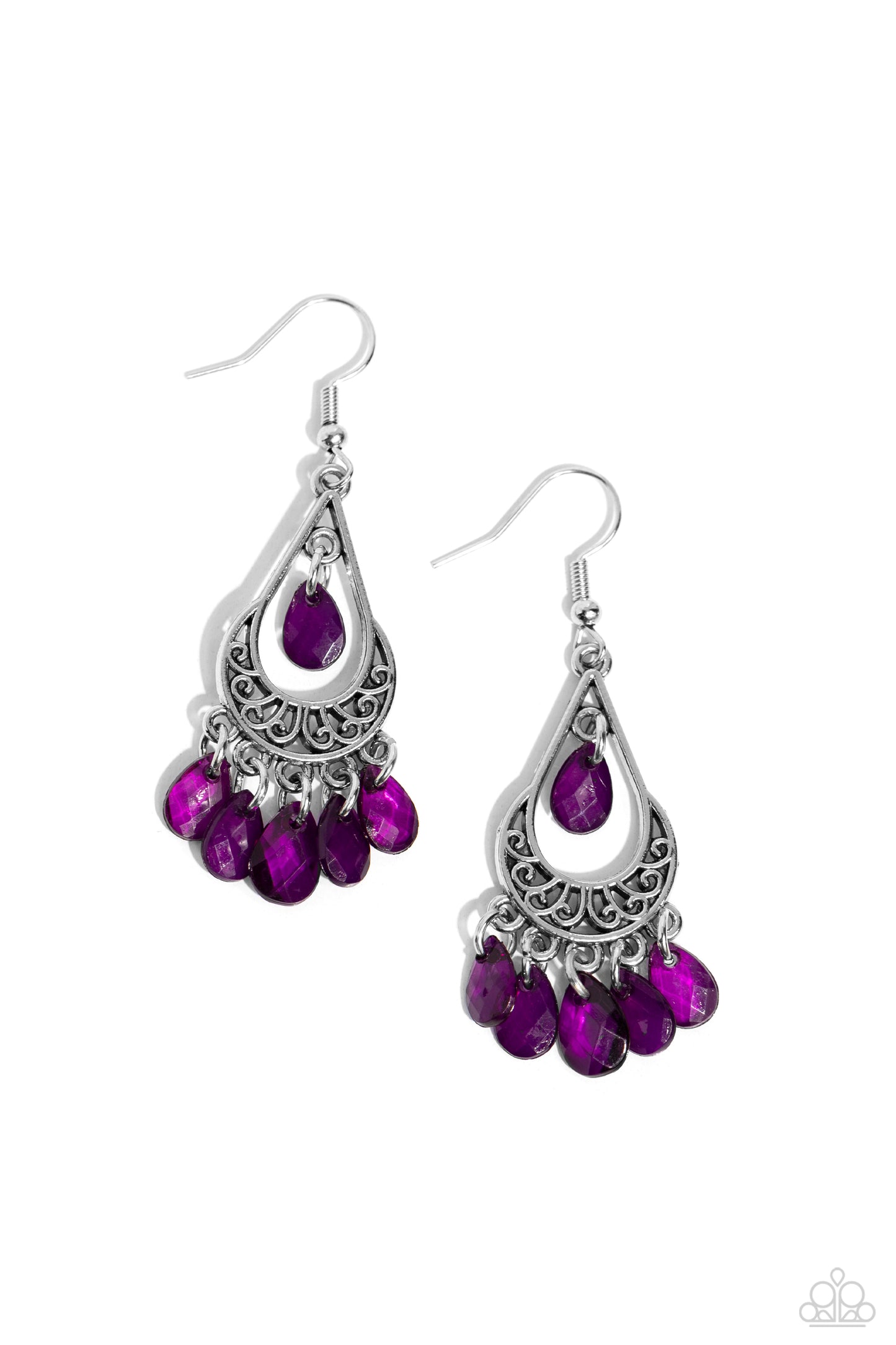 Beachside Ballroom - Purple & Silver Teardrop Earring Paparazzi E1805