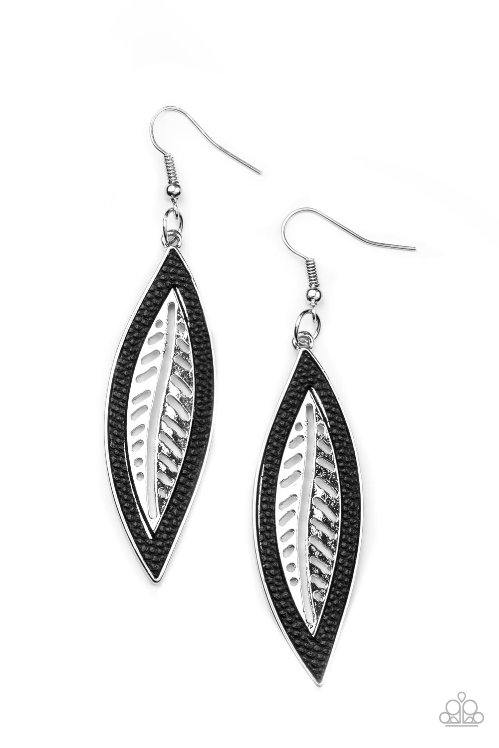 Leather Lagoon - Black Earring Paparazzi E0518