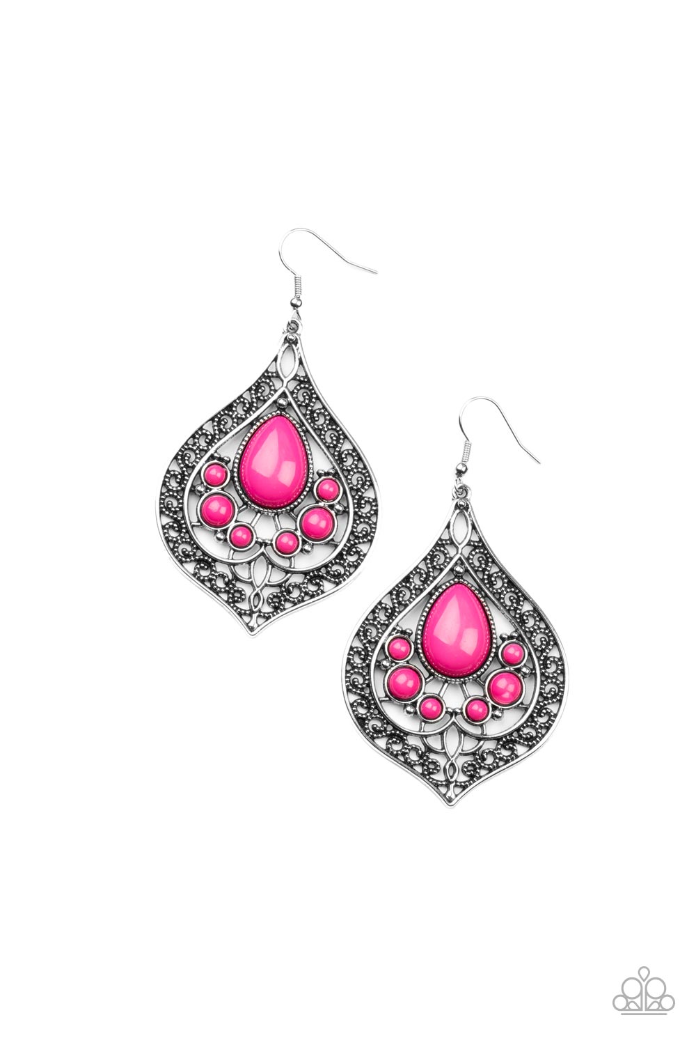 New Delhi Nouveau - Pink Teardrop Earring Paparazzi E0746