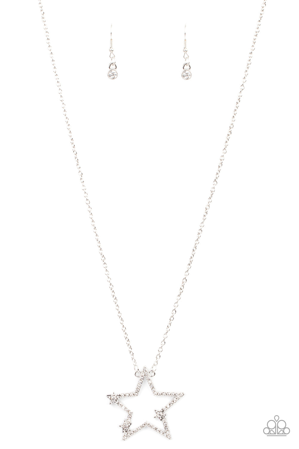 I Pledge Allegiance to the Sparkle - White Rhinestone Star Necklace Paparazzi N0926