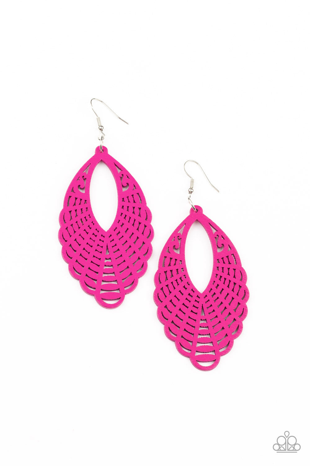 Tahiti Tankini - Pink Wooden Earring Paparazzi E0511