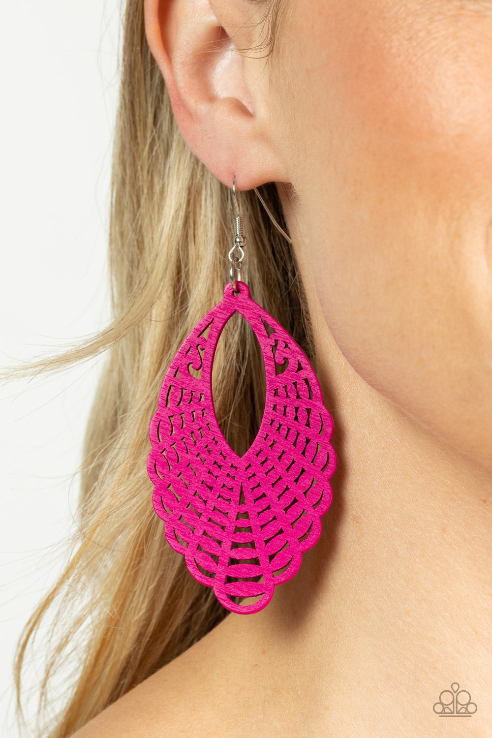 Tahiti Tankini - Pink Wooden Earring Paparazzi E0511