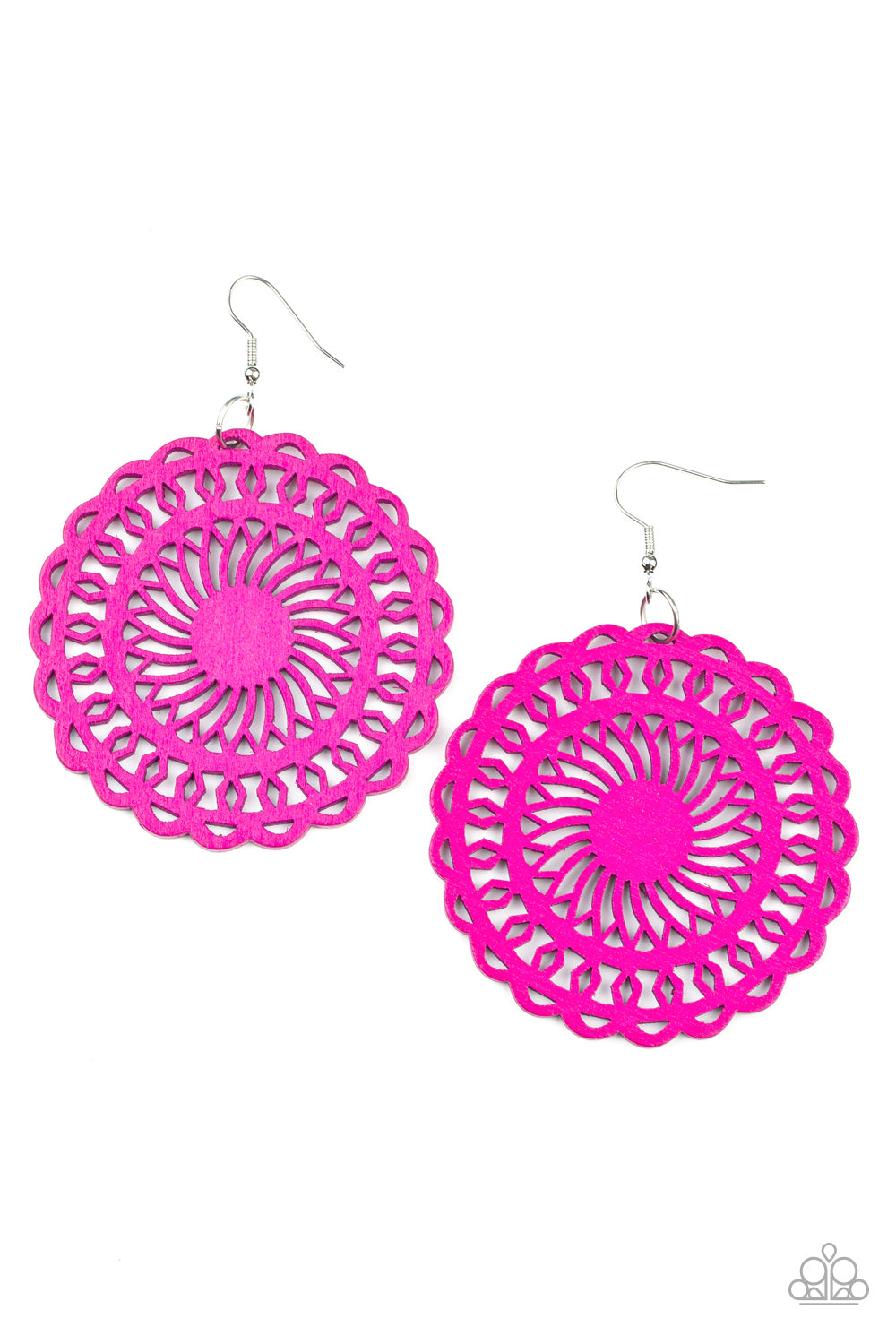 Island Sun - Pink Wood Earring Paparazzi E0615