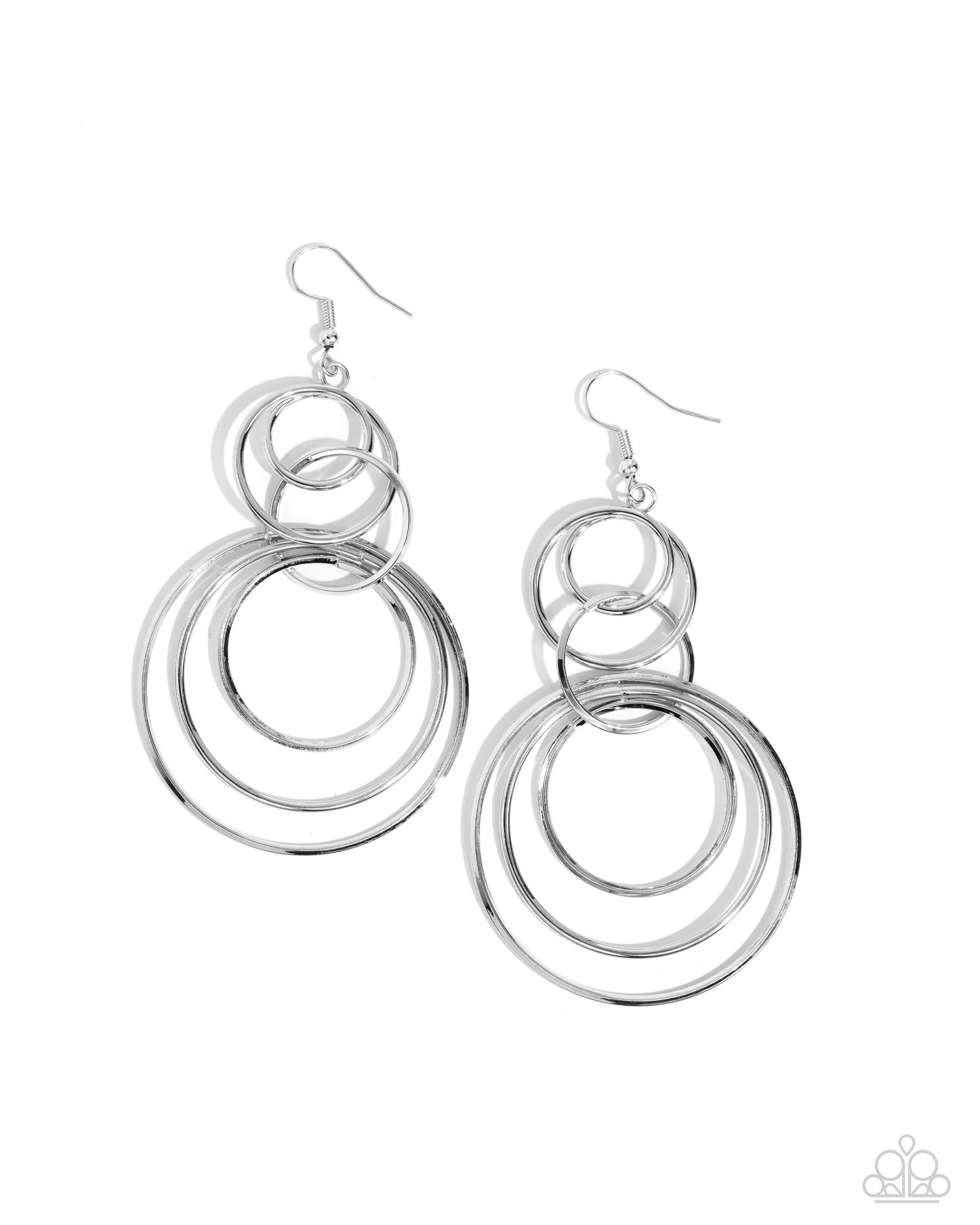 Disorienting Demure - Silver Dizzyingly Hoops Earring Paparazzi E2000